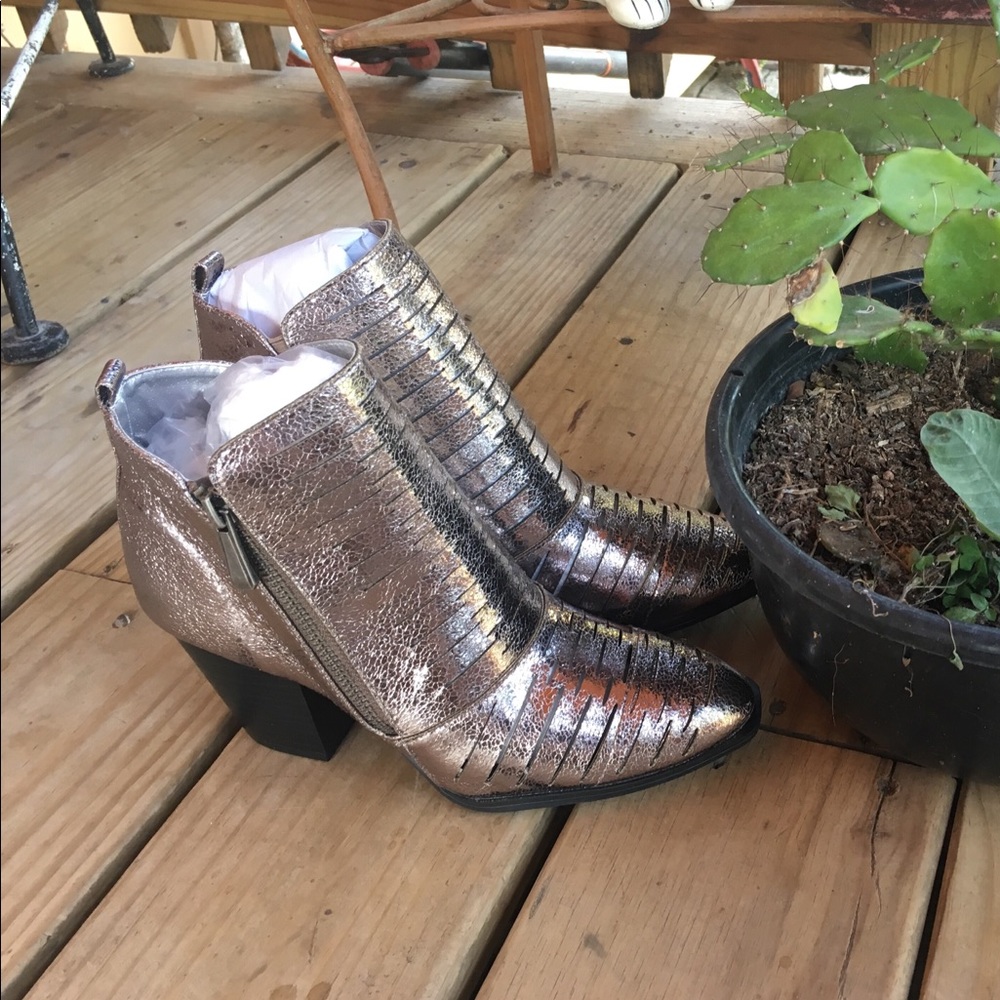 Metallic ankle boots